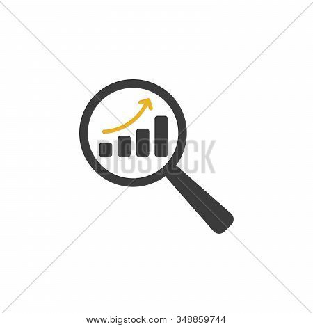 Magnifier With Rising Bars Chart Vector Icon. Flat Style Isolated Symbol. Stock Vector Illustration 