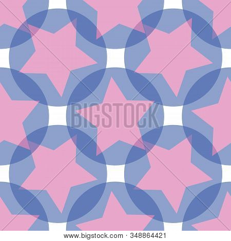 Blue Pinkcolored Stars Background Seamless Pattern Design