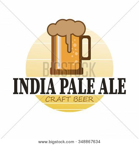 India Pale Ale Beer Logo. Silhouette Drink. Round Vector Icon. Vintage Beverages Design.