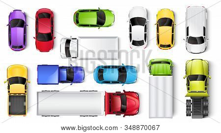 Cars And Trucks Top View Vector Illustration