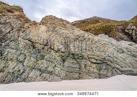 Layers Of Schist Found In The Rocks Of Maghera Beach Near Ardara County Donegal In Ireland.