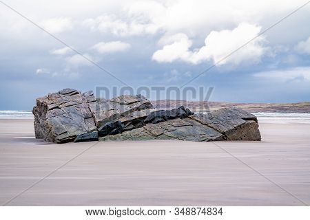 Huge Rock On Maghera Beach Near Ardara County Donegal In Ireland.