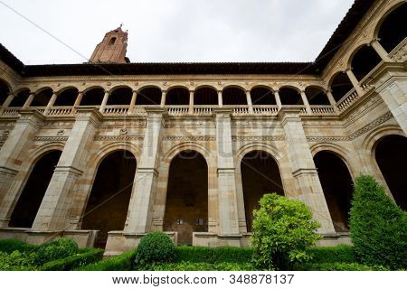 Leon, Spain - June 27, 2017: Cloister of the monastery of San Isidoro.