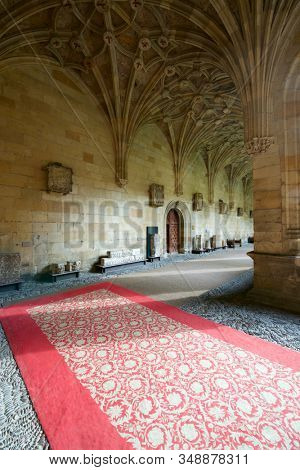 Leon, Spain - June 27, 2017: Cloister of the monastery of San Isidoro.