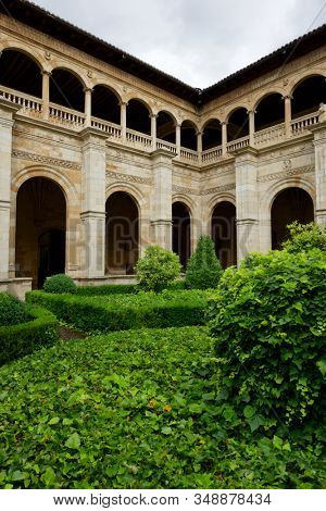 Leon, Spain - June 27, 2017: Cloister of the monastery of San Isidoro.