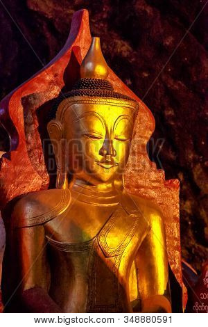 Golden Buddha Statues In Pindaya Cave Located Next To The Town Of Pindaya, Shan State, Burma, Myanma