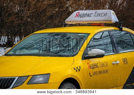 Mosocw, Russia - January, 26, 2020: the image of the taxi on Mosocw street