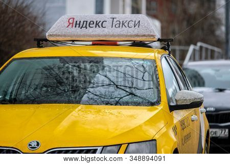 Mosocw, Russia - January, 26, 2020: the image of the taxi on Mosocw street