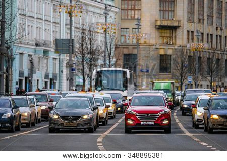 Moscow, Russia - January, 27, 2020: traffic in Mosocw