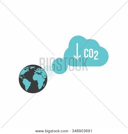 Global Warming And Climate Change Concept, Co2 And Globe Icon. Stock Vector Illustration Isolated On