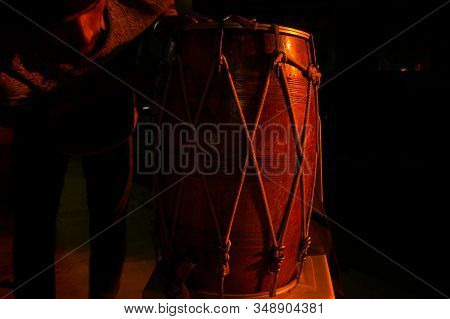 Drum, Dhol Put On A Chair At Night