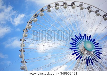 Ferris Wheel Symbol Of Marseille Based In Old Port Of Marseille, Provence, France With Summer Blue S