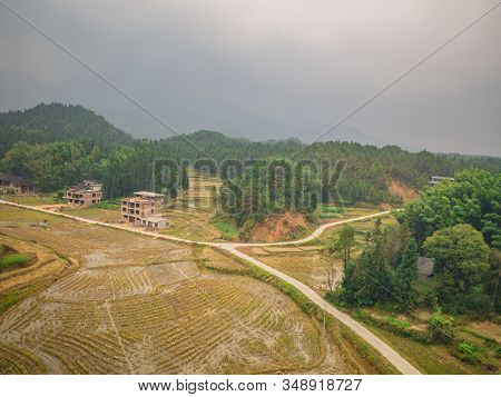 Beautiful Rural Secen On The High Speed Train In China.