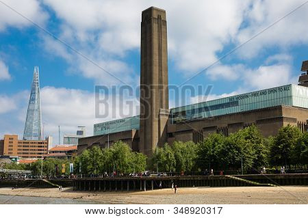 London, United Kingdom- June 2019: Tate Modern Facade, Modern Art Gallery Museum In London.