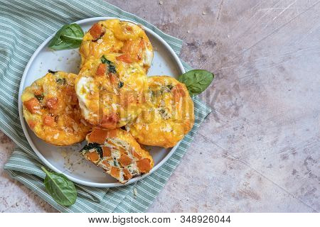 Delicious Egg Muffins With Sweet Potato, Spinach And Onion