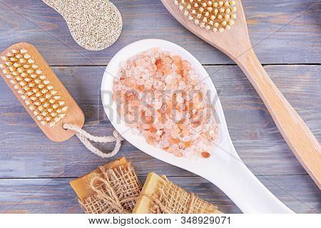 Bathroom Accessories. Spa And Beauty Theatment Products. Concept Of Natural Spa Cosmetics And Organi