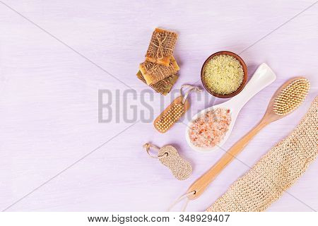 Bathroom Accessories. Spa And Beauty Theatment Products. Concept Of Natural Spa Cosmetics And Organi