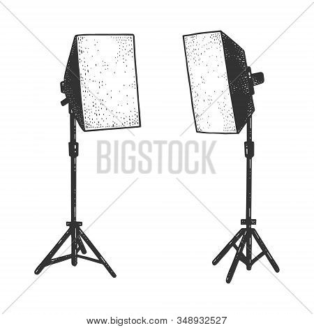 Softbox Photographic Lighting Device Sketch Engraving Vector Illustration. T-shirt Apparel Print Des