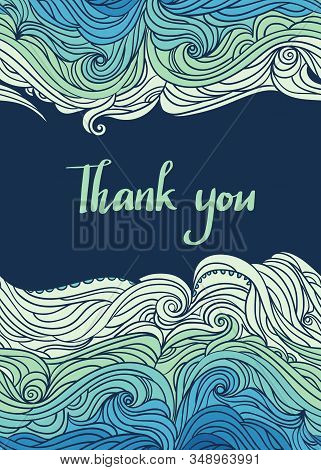 Elegant Vertical Waves Border. Wavy Striped Pattern. Hand-drwn Frame In Doodle Style. Template For C
