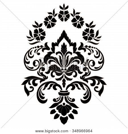 Vector Damask Element. Isolated Damask Central Illistration. Classical Luxury Old Fashioned Damask O
