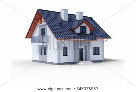 Modern House Isolated On White With Clipping Path. Render 3d Illustration