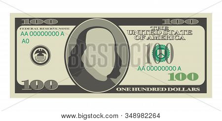 Hundred Dollar Bill On White Background. Money. Vector Stock Illustration.