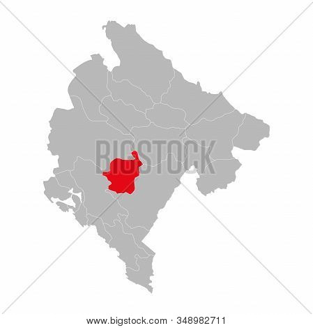 Danilovgrad Province Highlighted On Montenegro Map. Gray Background.