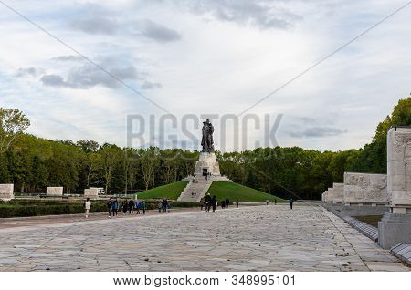 Berlin, Germany- October 6, 2019: The Soviet War Memorial In The Treptower Park