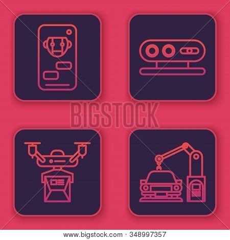 Set Line Bot, Drone Delivery Concept, 3d Scanning System And Industrial Machine Robotic Robot Arm Ha