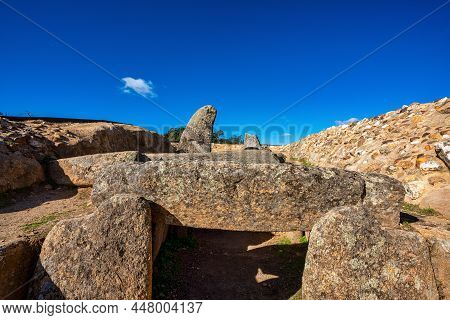Dolmen Of Lacara, Funeral Chamber. Ancient Megalithic Building Near La Nava De Santiago, Extremadura