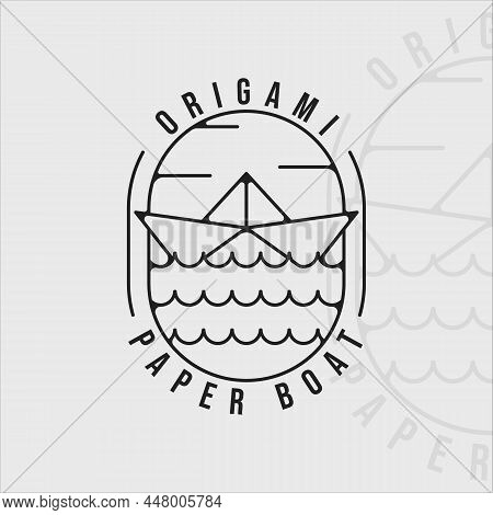 Paper Boat Logo Line Art Simple Minimalist Vector Illustration Template Icon Graphic Design. Origami