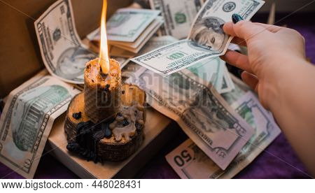 Ritual And Spell For Attracting Money, Pagan Magic And Fate Prediction, Work Of Witch, Occultism Con