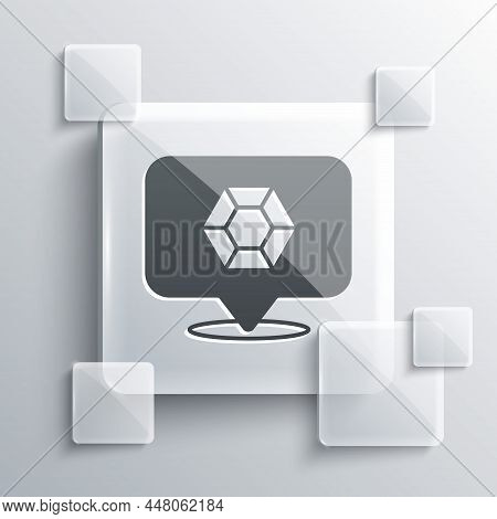 Grey Gem Stone Icon Isolated On Grey Background. Jewelry Symbol. Diamond. Square Glass Panels. Vecto