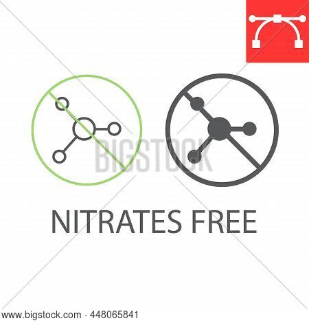 Nitrates Free Line And Glyph Icon, Healthy And Organic, Nitrate Free Vector Icon, Vector Graphics, E