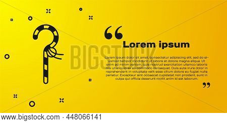 Black Crook Icon Isolated On Yellow Background. Ancient Egypt Symbol. Scepters Of Egypt. Vector