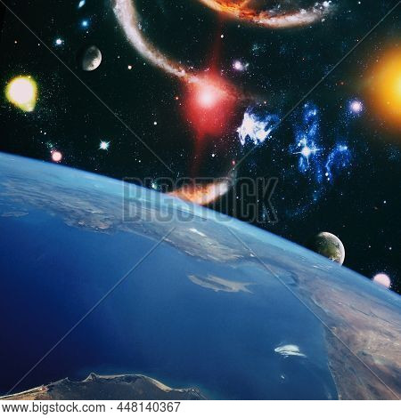 Earth Orbit. Universe. Abstract Science Backgrounds. Nasa Imagery Used