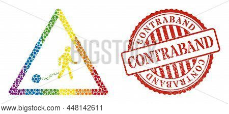 Slavery Warning Collage Icon Of Spheric Dots In Variable Sizes And Rainbow Bright Color Tinges. Red 