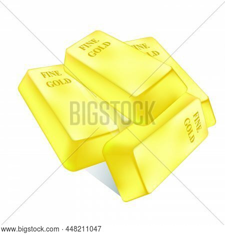 Vector 6 Fine Gold Bar, Isolated On White