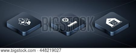 Set Isometric Unboxing, Warehouse And Scale Icon. Vector