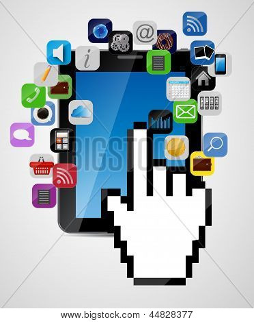 Universal design Tablet med mus hånd markøren og app ikoner v
