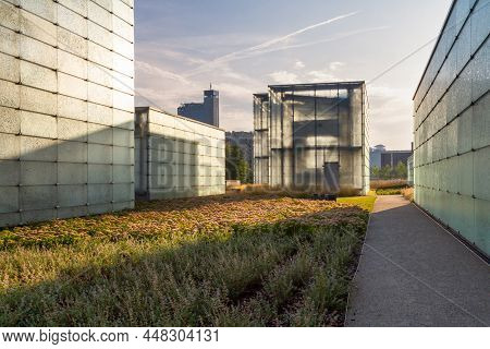 The Modern, Glass And Iron  Buildings Of Silesian Museum Built At The Site Of The Former Coal Mine 