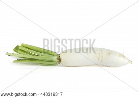 Fresh Daikon Radish Isolated On White Background Included Clipping Path.