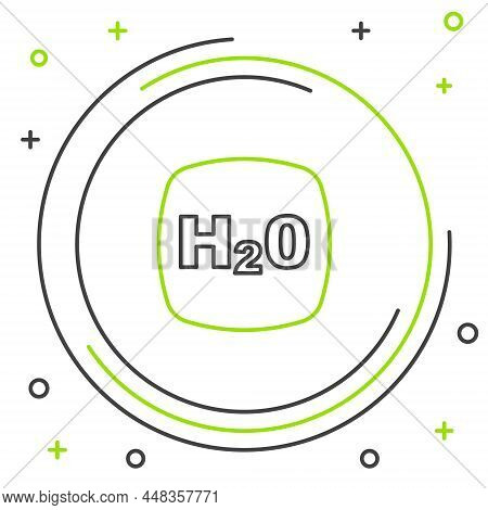 Line Chemical Formula For Water Drops H2o Shaped Icon Isolated On White Background. Colorful Outline