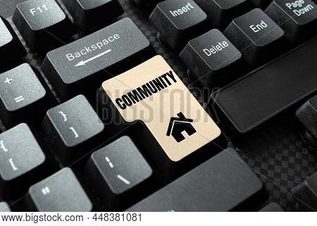 Conceptual Display Community. Word Written On Specific Population With A Common Characteristics Livi