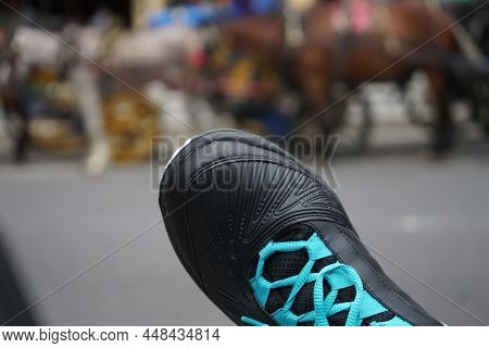 Selective Focus Of Sports Shoes On Bokeh Background