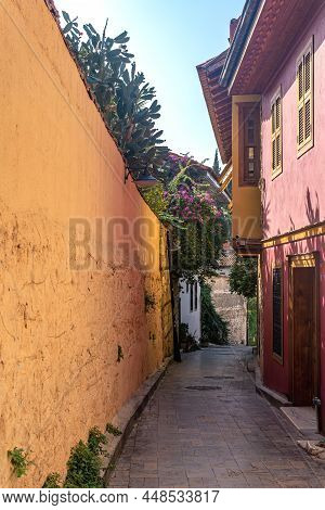 Old Streets With Vintage Houses In The Historical City Center Of Antalya