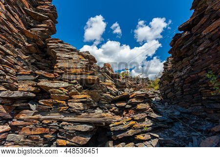 Uins Of An Old Stone Fortress. Old Diklo, Tusheti, Georgia