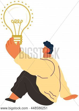 Concept Of Great Idea. Man Has Good Idea. Solution Of Problem, Creative Thinking, New Startup. Idea 