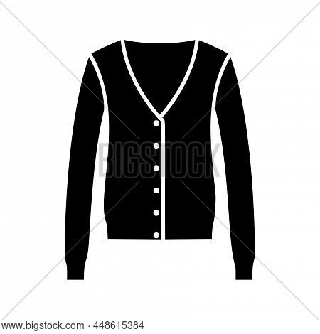 Womens Cardigan Black Glyph Icon Isolated. Vector