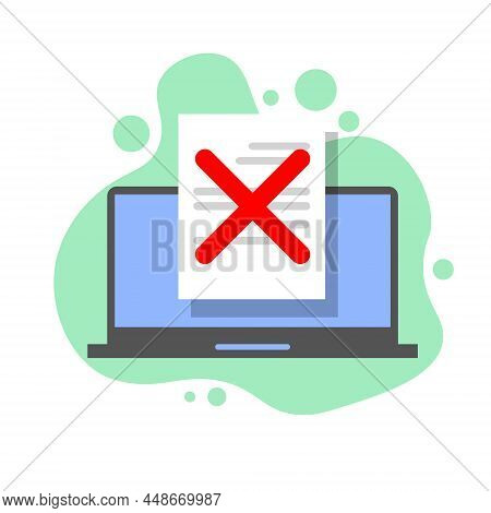Failed Online Test. Bad Survey Score On Laptop, Internet Failure Idea.